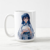 青みがかった髪のロイヤルアニメガール コーヒーマグカップ (左)