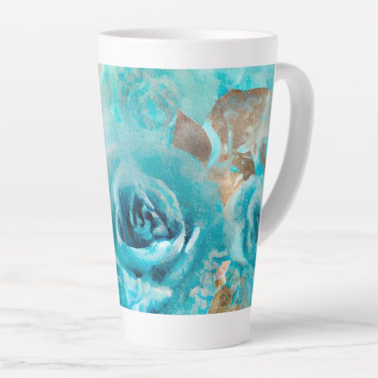 青みすぼらしいシックなエフェメラデザインシリーズ7 カフェラテマグ (右アングル)