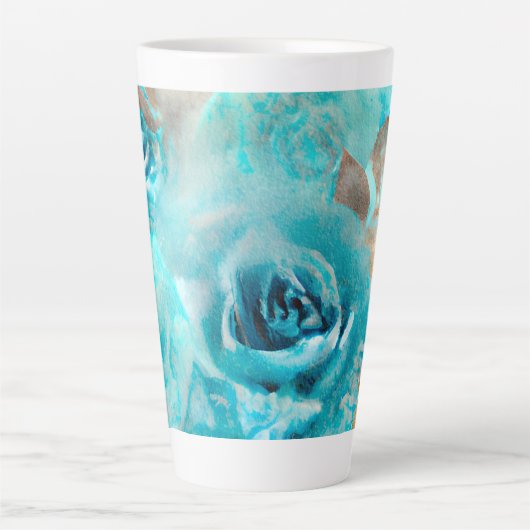 青みすぼらしいシックなエフェメラデザインシリーズ7 カフェラテマグ (正面)