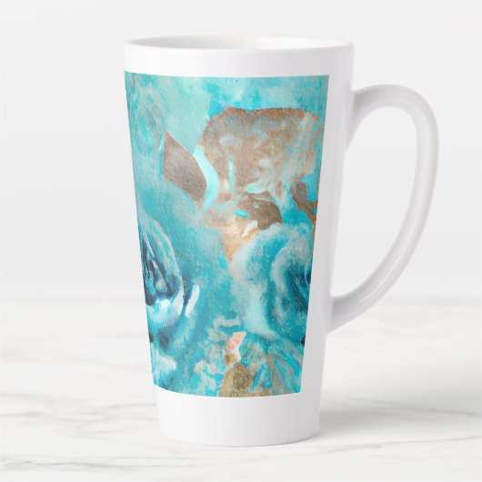 青みすぼらしいシックなエフェメラデザインシリーズ7 カフェラテマグ (右)