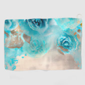 青みすぼらしいシックなエフェメラデザインシリーズ7 ゴルフタオル (横)