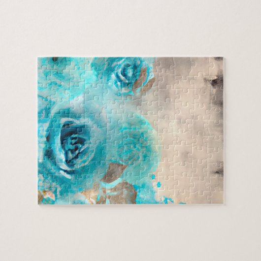 青みすぼらしいシックなエフェメラデザインシリーズ7 ジグソーパズル (横)