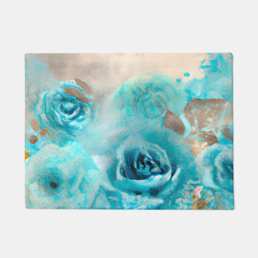 青みすぼらしいシックなエフェメラデザインシリーズ7 ドアマット (正面)