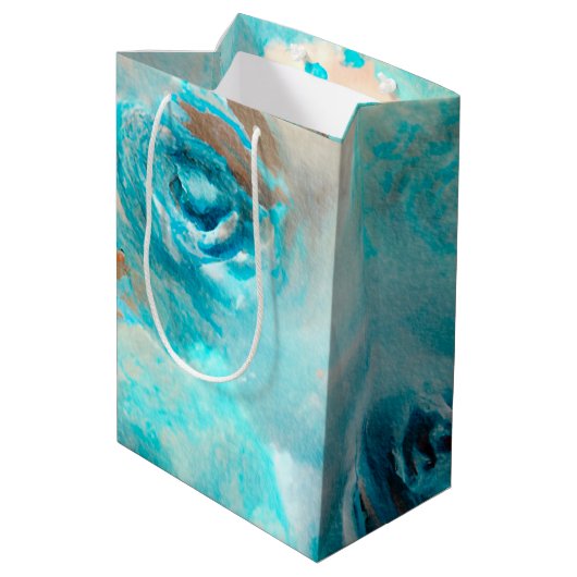 青みすぼらしいシックなエフェメラデザインシリーズ7 ミディアムペーパーバッグ (裏面アングル)