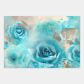 青みすぼらしいシックなエフェメラデザインシリーズ7 ラッピングペーパーシート (正面)