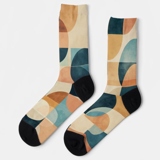 青や茶色の幾何学的な形状の背景 ソックス (左)