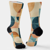 青や茶色の幾何学的な形状の背景 ソックス (傾斜あり)
