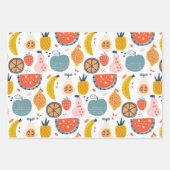 青よくはしゃぐと赤の抽象芸術果実模様 ラッピングペーパーシート (正面3)