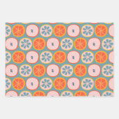 青よくはしゃぐと赤の抽象芸術果実模様 ラッピングペーパーシート (正面2)