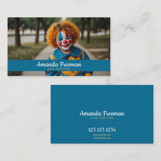 青よくはしゃぐと黄色の子供の顔画家 名刺 (正面/裏面)