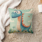 青よくはしゃぐ恐竜枕子供へ クッション (ブランケット)