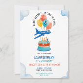 青よくはしゃぐ機少年第5誕生日 招待状 (正面)