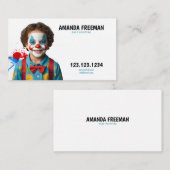 青よくはしゃぐ白ピエロ顔絵画 名刺 (正面/裏面)