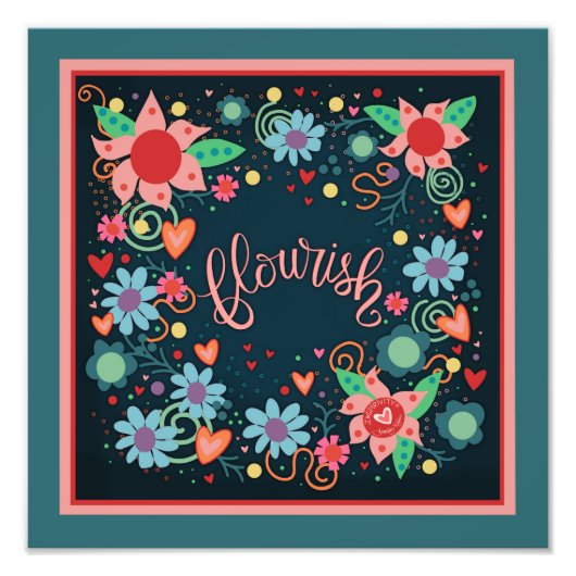 青よくはしゃぐ色のフラ感動的イかわいらし フォトプリント            (正面)