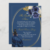 青をテーマにしたキンセアニラの招待 招待状 (正面/裏面)