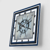 青をテーマ航海のにした スクエア壁時計 (傾斜)
