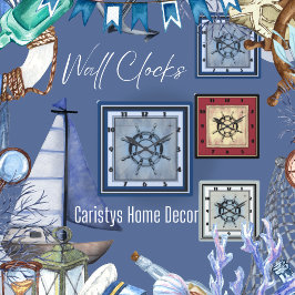 青をテーマ航海のにした スクエア壁時計