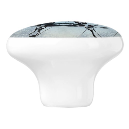 青をテーマ航海のにした セラミックノブ (側面)