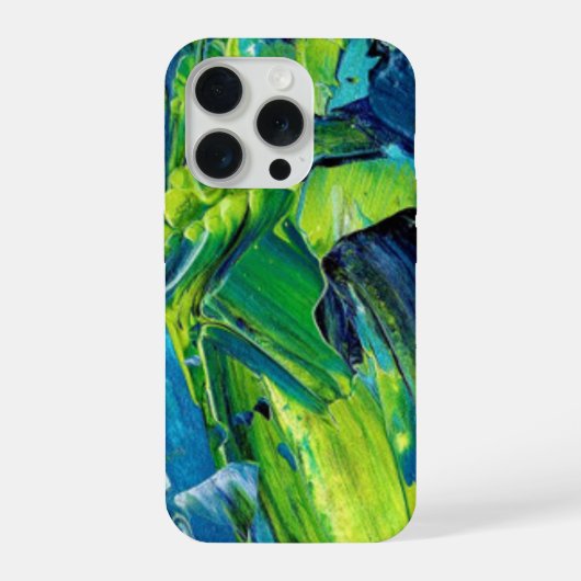 青を基調としたアブストラクトアクリルペイント iPhoneケース (裏面)