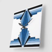 青を基調としたアートデコパターン スクエア壁時計 (傾斜)