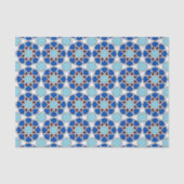 青を基調としたオリエンタルな幾何学モロッコ柄 薄葉紙 (正面)