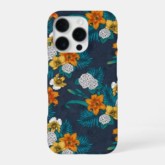 青を基調としたトロピカルブーケ iPhoneケース (裏面)