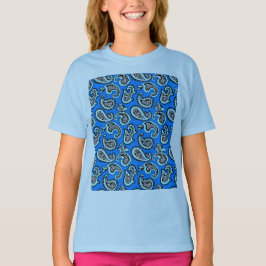 青を基調としたペイズリー柄 Tシャツ