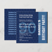 青を基調としたモダンな90歳誕生日パターン W333 招待状 (正面/裏面)