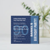 青を基調としたモダンな90歳誕生日パターン W333 招待状 (スタンド正面)