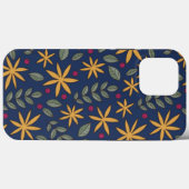 青を基調とした上品な黄色の花柄 Case-Mate iPhoneケース (裏面 (横))