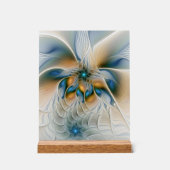 青を基調とした抽象的な幻想的なフラクタルアート アクリルサイン (正面)