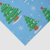 青を基調とした落ちる雪とクリスマスツリー 薄葉紙 (詳細)