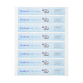 青を持つかわいい象は男の子のベビーシャワーを風船のようにふくらませます ラップアラウンドラベル (シート)