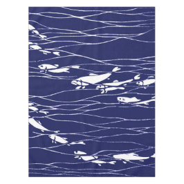 青を水中に泳いでいる魚 テーブルクロス