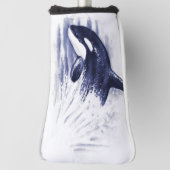 青を破っているシャチ ゴルフヘッドカバー (回転90)