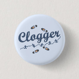 青を詰らせるCloggerのダンサーの靴 缶バッジ