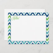 青アクアグリーンジグザグイカットパターン 招待状 (正面/裏面)