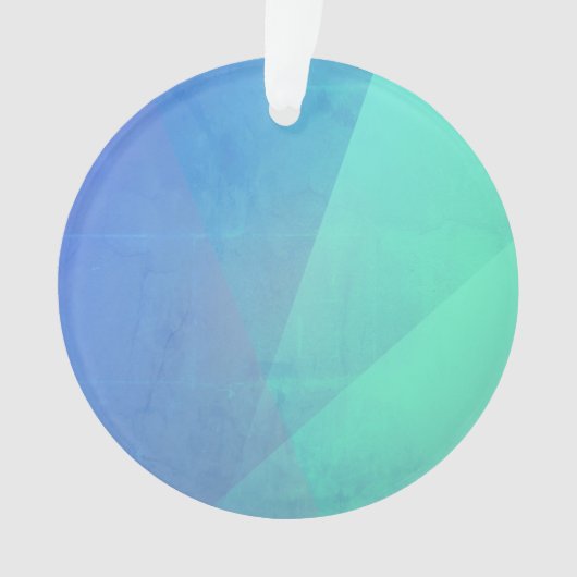 青アクアモダン&ターコイズ幾何学階調 オーナメント (正面)