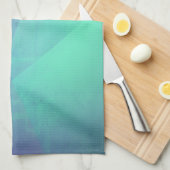 青アクアモダン&ターコイズ幾何学階調 キッチンタオル (四つ折り)