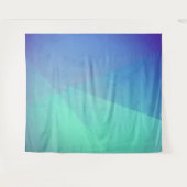 青アクアモダン&ターコイズ幾何学階調 タペストリー (正面(横))