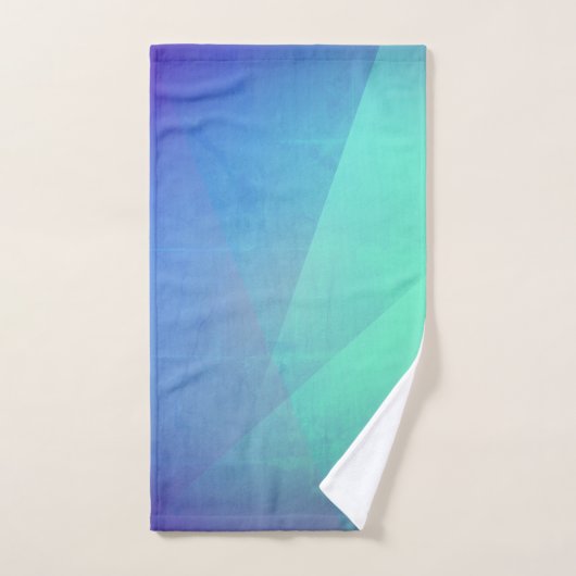 青アクアモダン&ターコイズ幾何学階調 バスタオルセット (ハンドタオル)