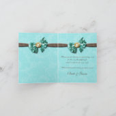 青アクア ブラウン 宝石 リボン 花 サンキューカード (内部)