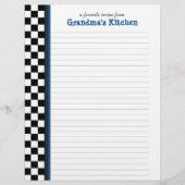 青アクセント付き白黒チェックレシピページ (正面)