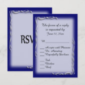青アクセント・メニューの選択肢RSVP 出欠カード (正面/裏面)