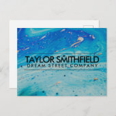 青アクリルモダンプロフェッショナル インビテーションポストカード (正面/裏面)