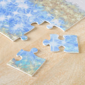 青アゲイト金ゴールドグリッタースパークルモノグラム名文字 ジグソーパズル (側面)