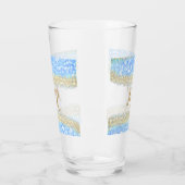 青アゲイト金ゴールドグリッタースパークルモノグラム名文字 タンブラーグラス (左)