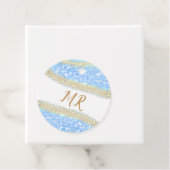 青アゲイト金ゴールドグリッタースパークルモノグラム名文字 フェイバータグ (インサイチュ)