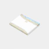 青アゲイト金ゴールドグリッタースパークルモノグラム名文字 ポストイット (アングル)