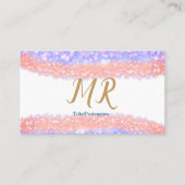 青アゲイト金ゴールドグリッタースパークルモノグラム名文字 名刺 (正面)